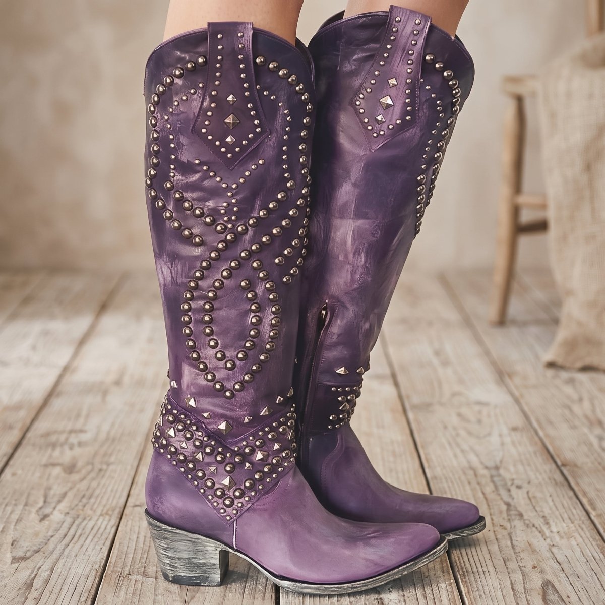 Annette | Women's Western Knee-High Block-Heel Boots