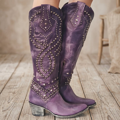 Annette | Women's Western Knee-High Block-Heel Boots