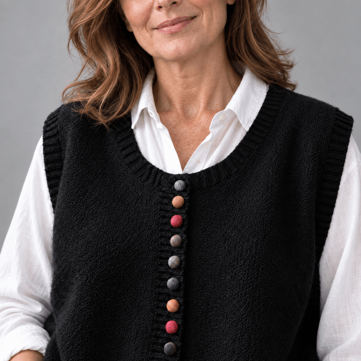 Gayle | Women's Ribbed Knit Button-Front Vest