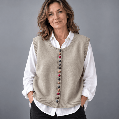 Gayle | Women's Ribbed Knit Button-Front Vest