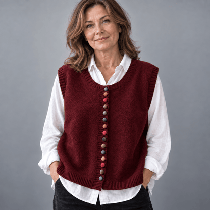 Gayle | Women's Ribbed Knit Button-Front Vest