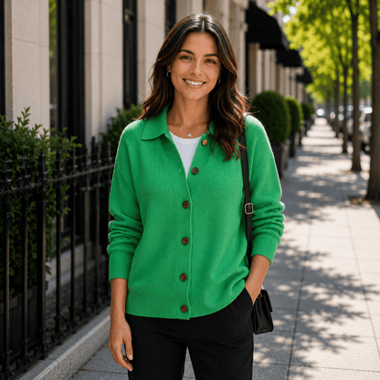 Callie | Damen-Cardigan mit Kragen und Knopfleiste