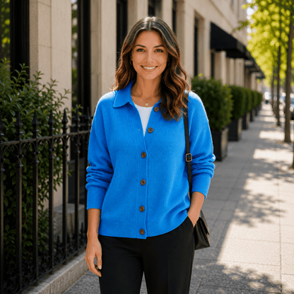 Callie | Damen-Cardigan mit Kragen und Knopfleiste