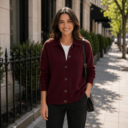 Callie | Damen-Cardigan mit Kragen und Knopfleiste