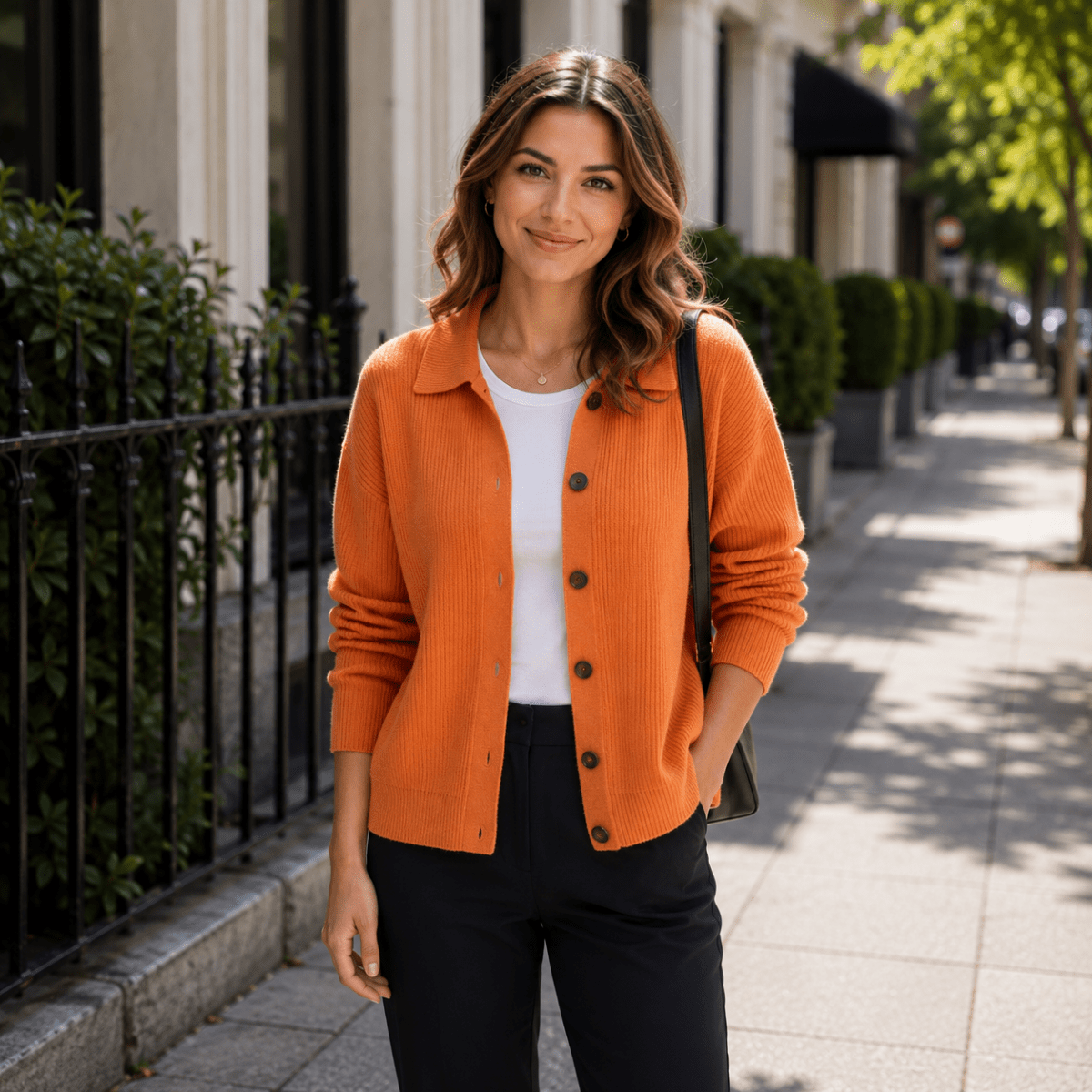 Callie | Damen-Cardigan mit Kragen und Knopfleiste