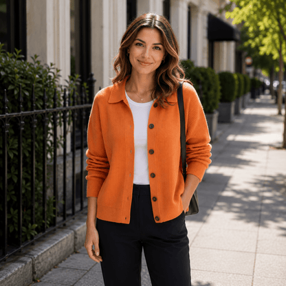 Callie | Damen-Cardigan mit Kragen und Knopfleiste