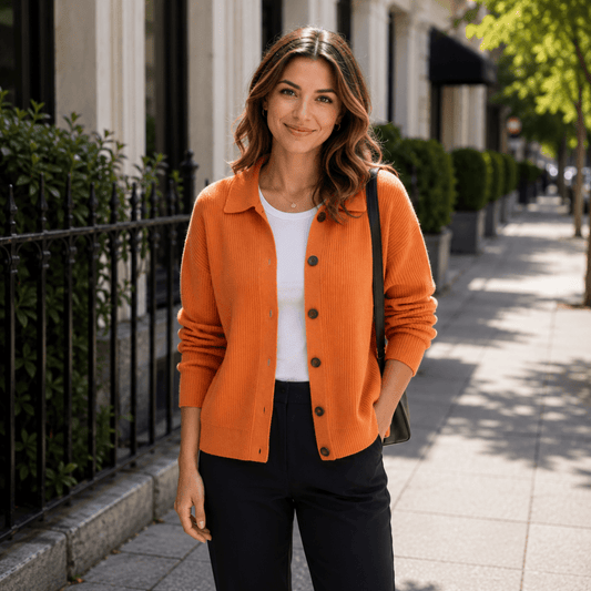 Callie | Damen-Cardigan mit Kragen und Knopfleiste
