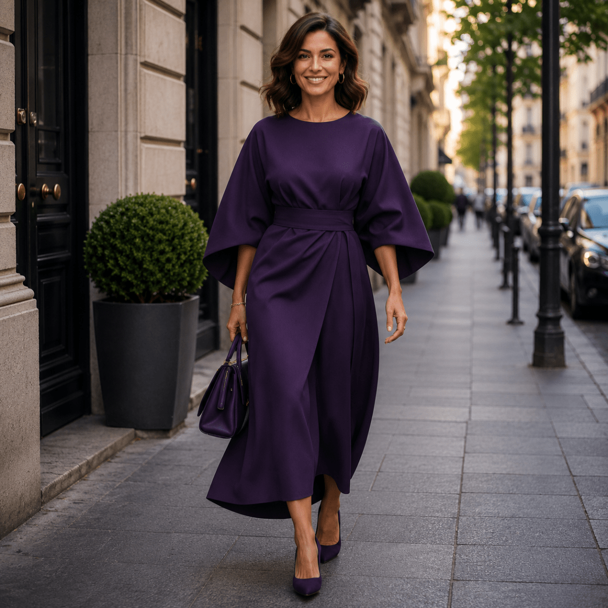 Eileen | Women's Wrap-Front Belted Midi Dress