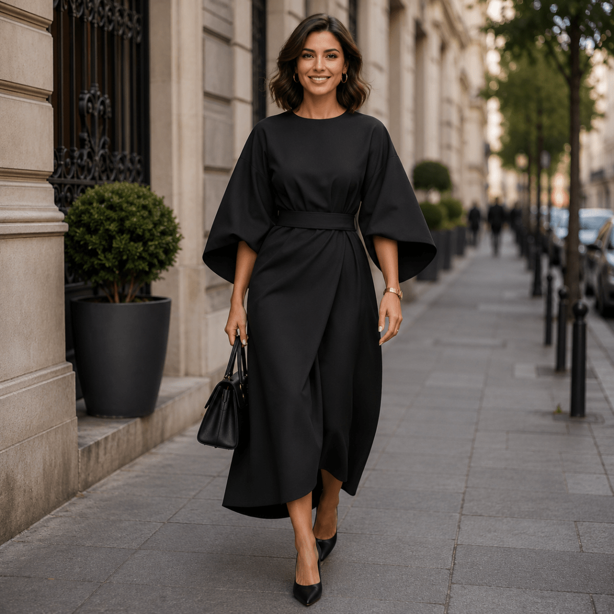 Eileen | Women's Wrap-Front Belted Midi Dress