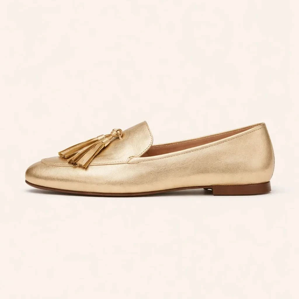 Reese | Women's Gold Tassel Moccasin Loafers