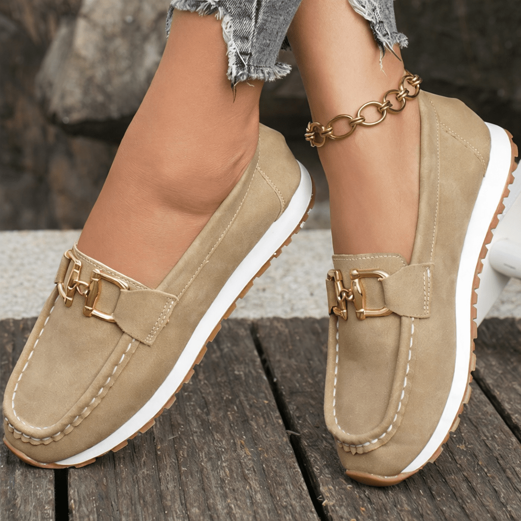 Isabelle | Women's Chain Loafers with Flat Wedge Sole