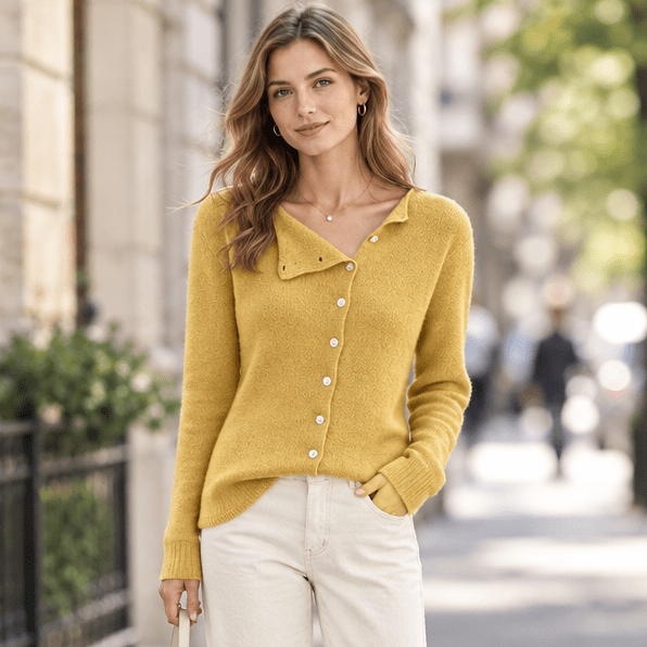 Janie | Asymmetrische Strickjacke mit Knopfleiste für Damen