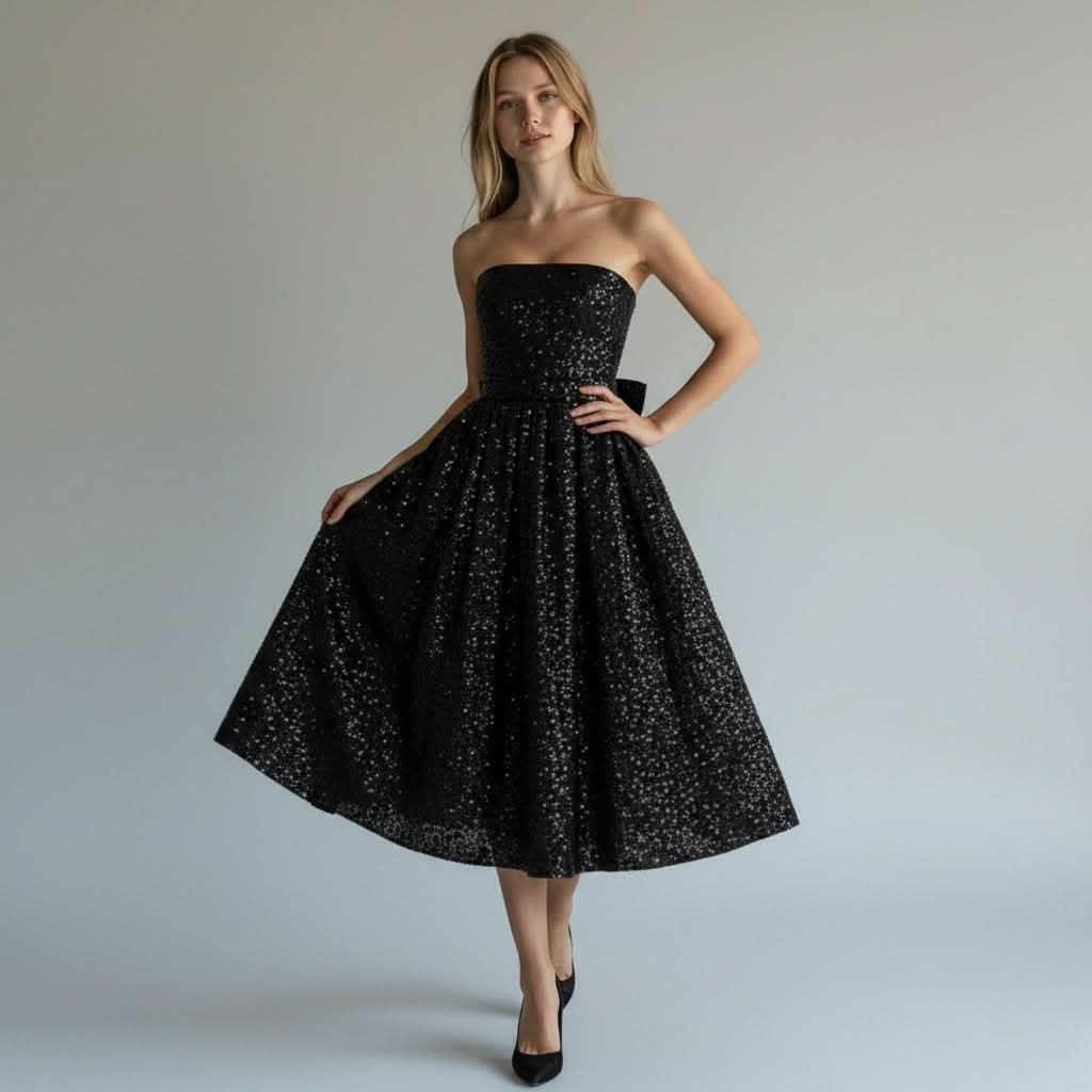 Sherrie | Vestido midi sin mangas con lentejuelas para mujer