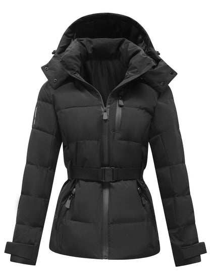 Kyleigh | Women's Hooded Belted Waist-Defining Jacket