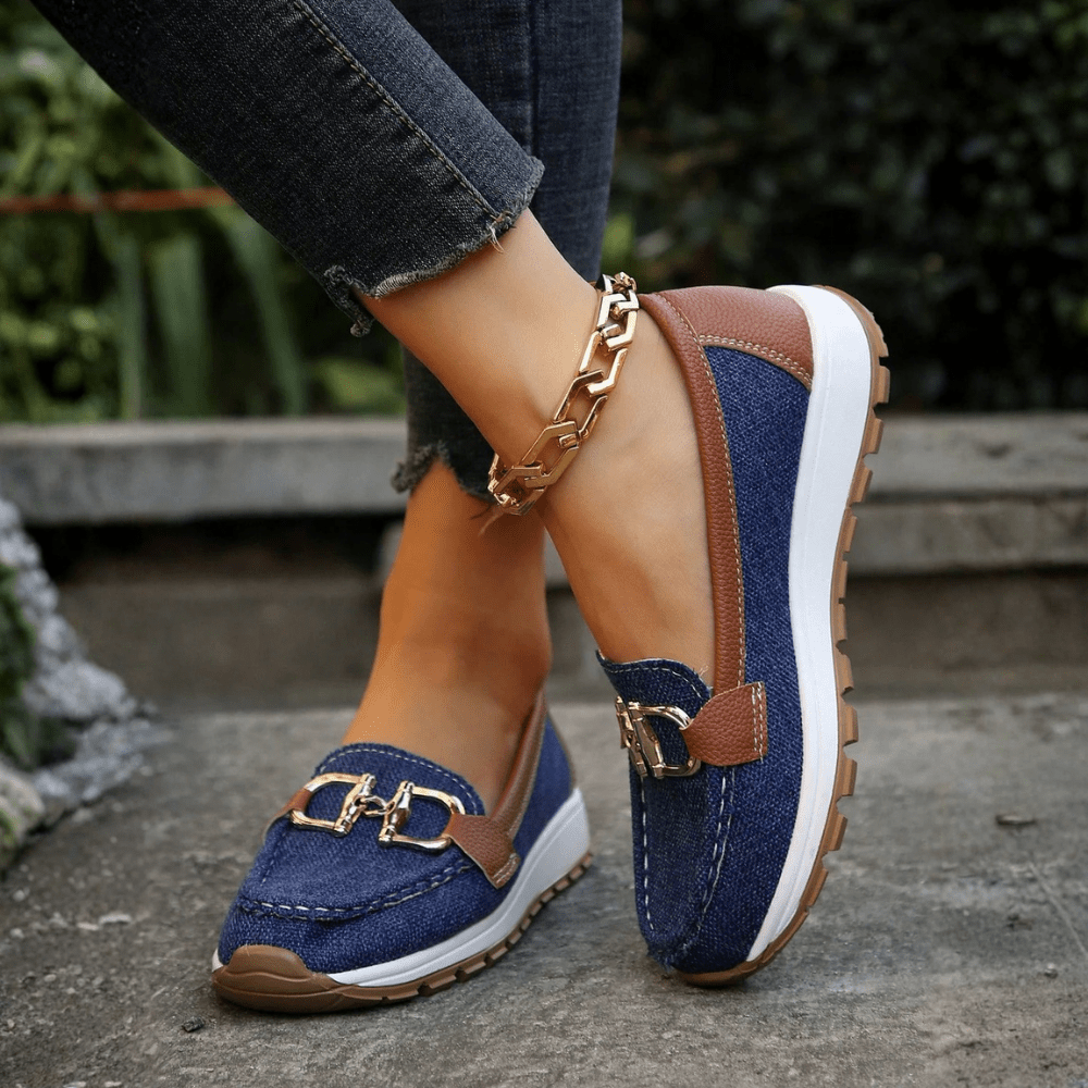 Isabelle | Women's Chain Loafers with Flat Wedge Sole