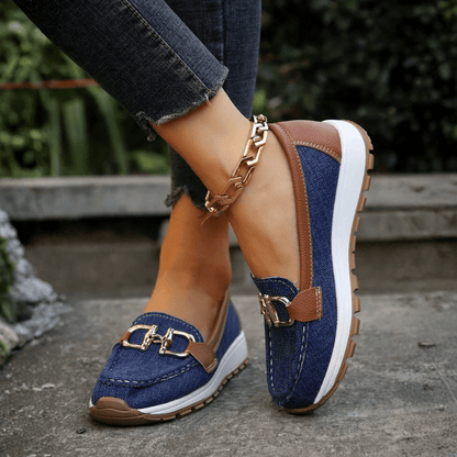Isabelle | Women's Chain Loafers with Flat Wedge Sole