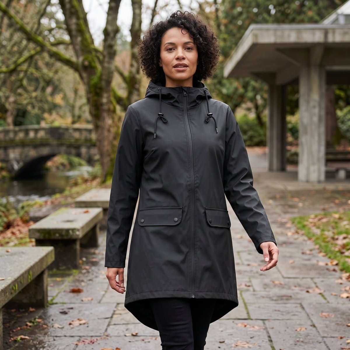 Kelley | Women's Hooded Longline Zip Utility Coat