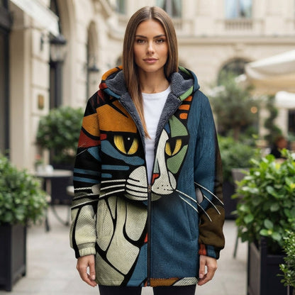 Stefanie | Bedruckte Freizeitjacke mit Kapuze und Reißverschluss für Damen