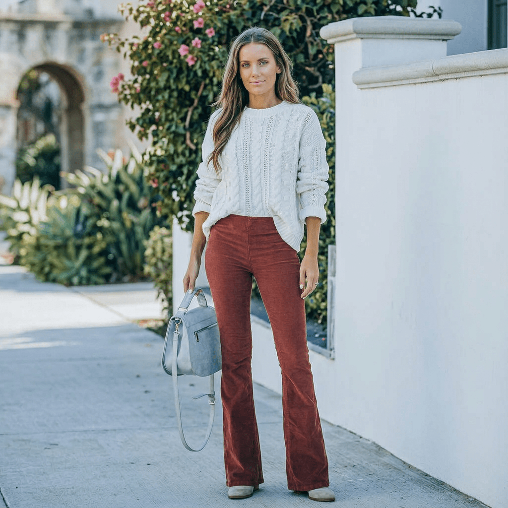 Liza | Pantalones acampanados de pana para mujer de cintura alta
