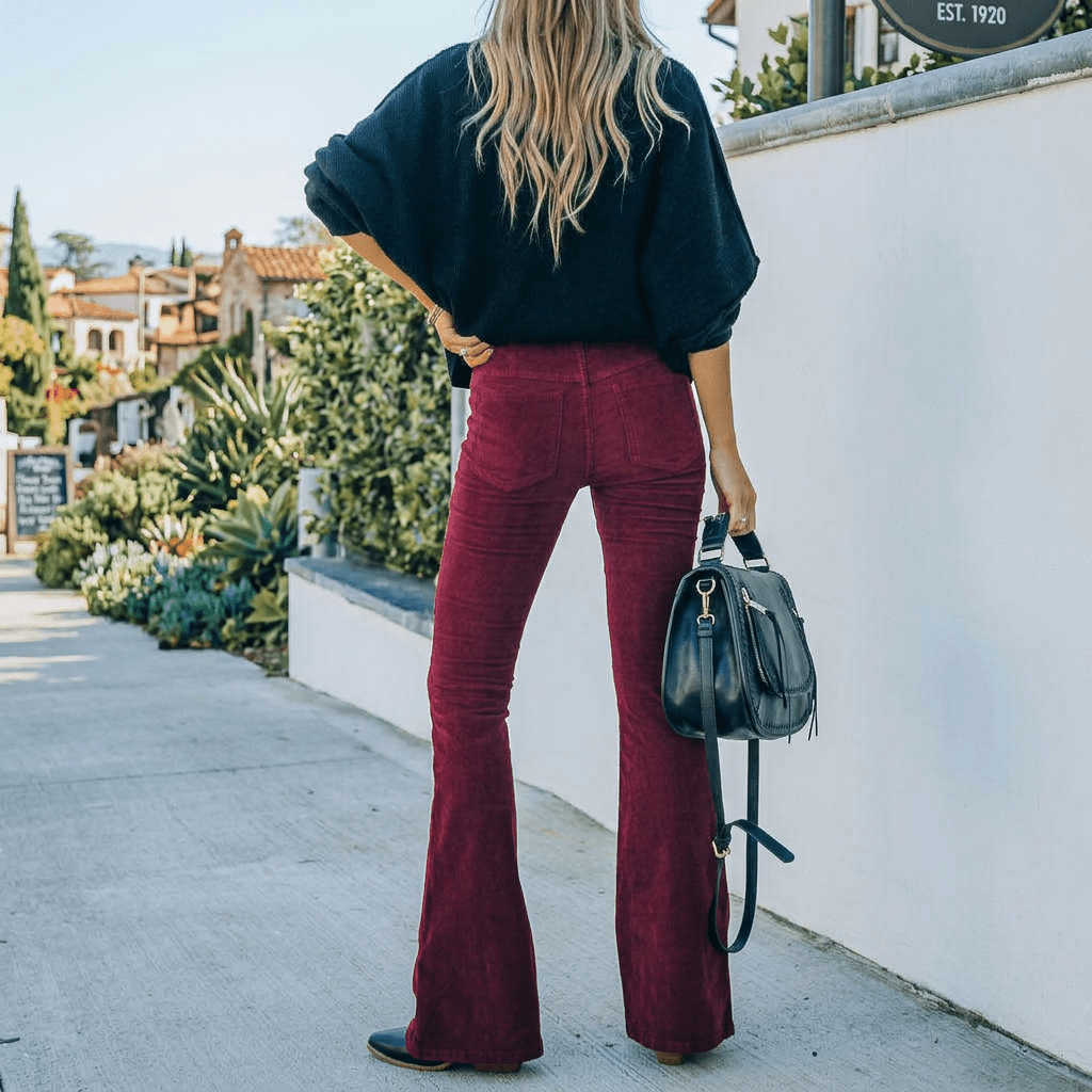Liza | Pantalones acampanados de pana para mujer de cintura alta