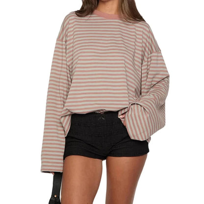 Angela | Women's Striped Oversized Long Sleeve Top