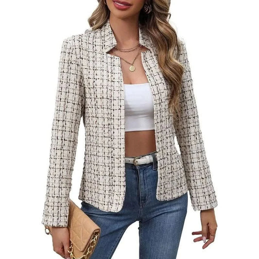 Evelyn | Karierter Tweedblazer für Damen zum Offenlassen