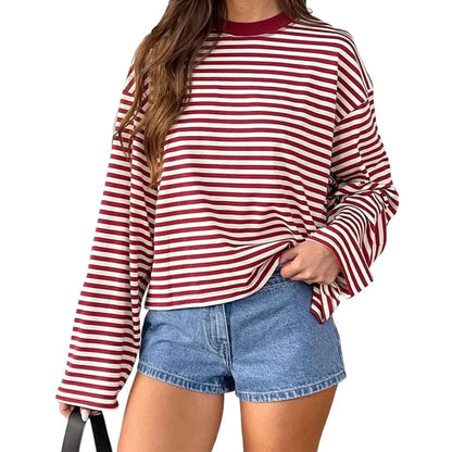 Angela | Women's Striped Oversized Long Sleeve Top
