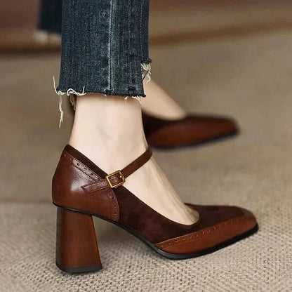 Sarah | Zapatos de salón para mujer con tacón ancho y correa en el tobillo
