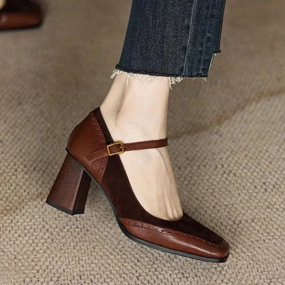 Sarah | Zapatos de salón para mujer con tacón ancho y correa en el tobillo