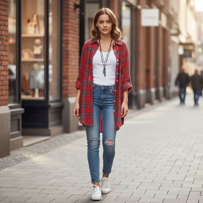 Caitlyn | Women's Checked Long Sleeve Casual Shirt