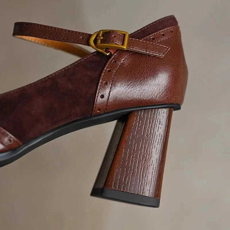 Sarah | Zapatos de salón para mujer con tacón ancho y correa en el tobillo