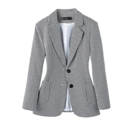 Alice | Blazer de cuadros sin cuello y de corte ajustado para mujer