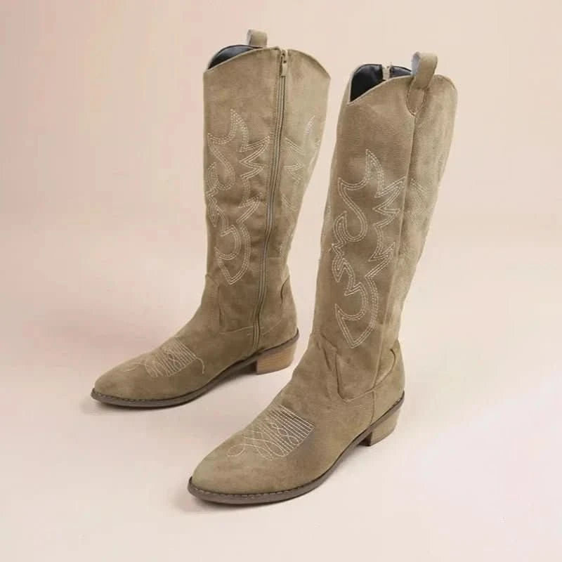 Rachel | Women's Embroidered Knee High Cowboy Boots