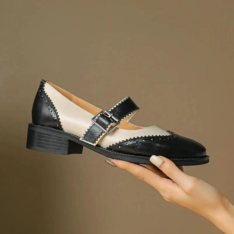 Tove | Women's Vintage Brogue Strap Flat Shoes