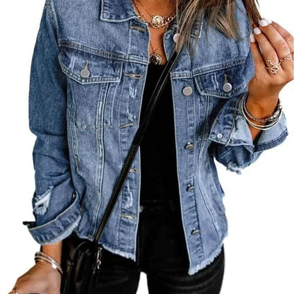 Kaylee | Women's Vintage Wash Turn-Down Collar Jacket