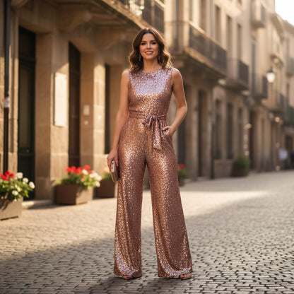 Latoya | Mono de fiesta brillante sin mangas para mujer