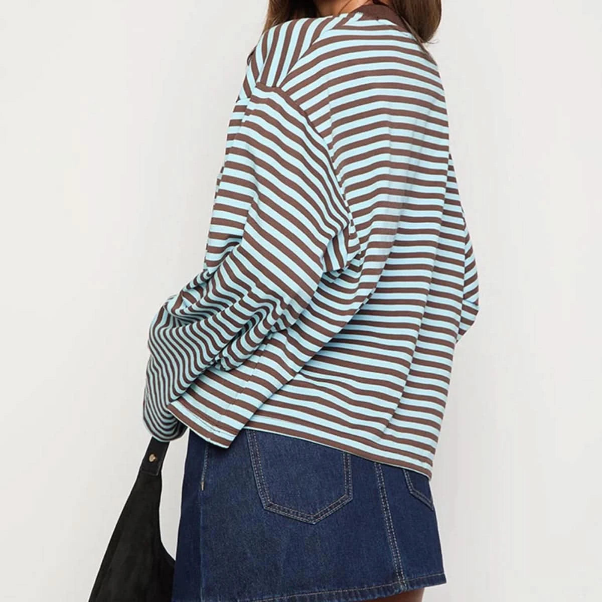 Angela | Women's Striped Oversized Long Sleeve Top