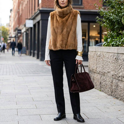 Emmalee | Chaleco de invierno de piel sintética con cuello alto para mujer