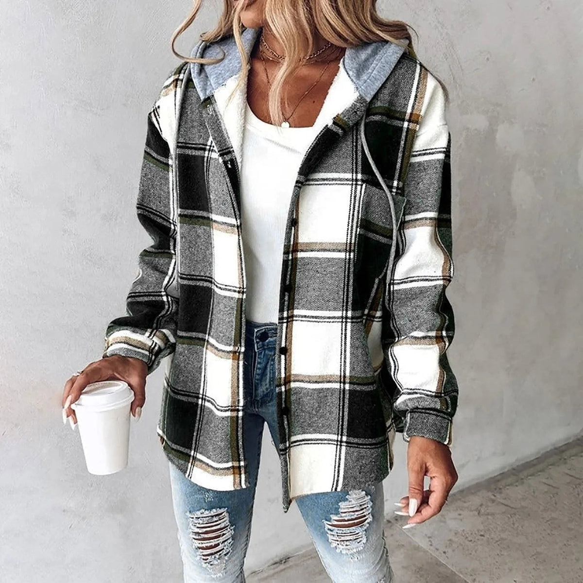 Sonja | Women's Winter Plaid Hooded Jacket