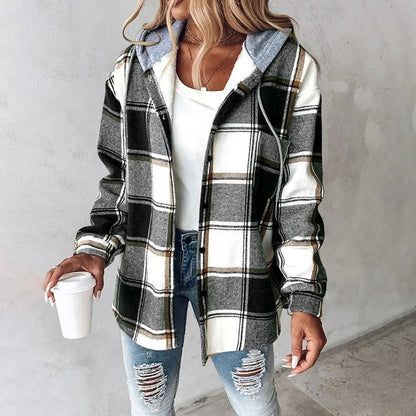 Sonja | Women's Winter Plaid Hooded Jacket