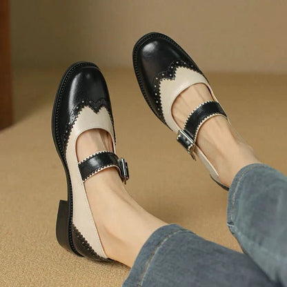 Tove | Women's Vintage Brogue Strap Flat Shoes