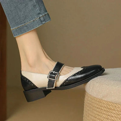 Tove | Women's Vintage Brogue Strap Flat Shoes