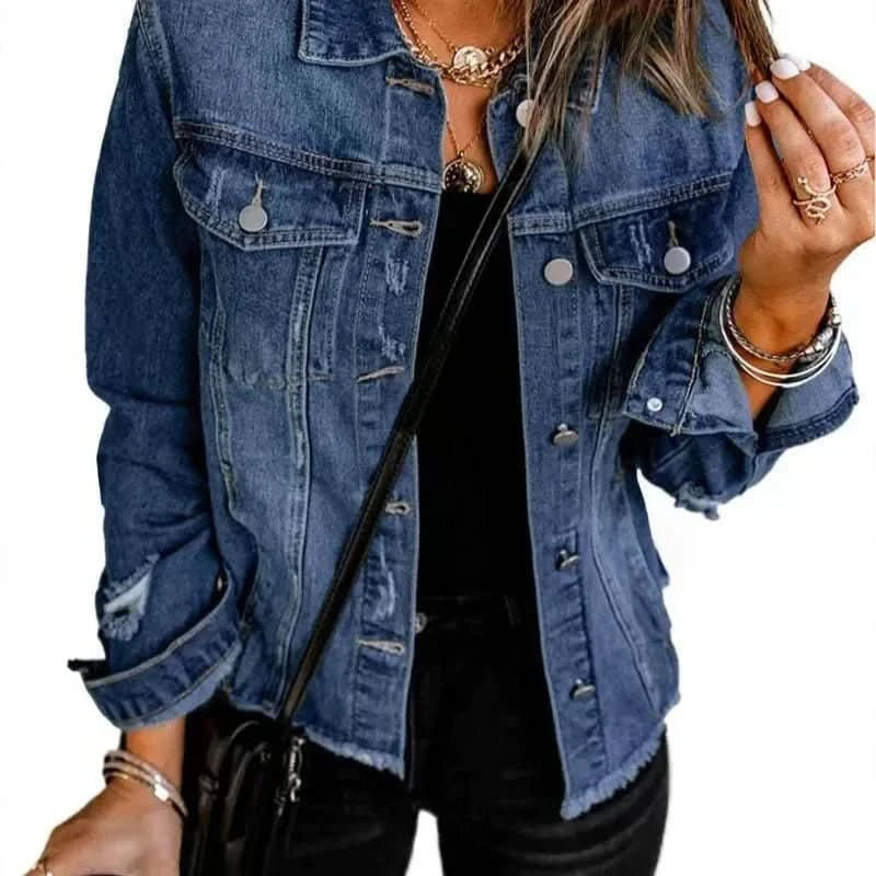 Kaylee | Women's Vintage Wash Turn-Down Collar Jacket