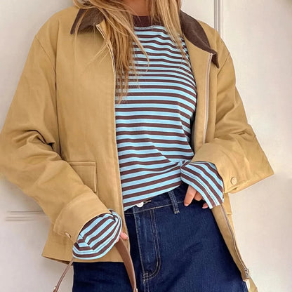 Angela | Women's Striped Oversized Long Sleeve Top