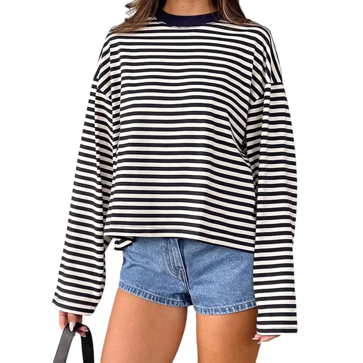 Angela | Women's Striped Oversized Long Sleeve Top