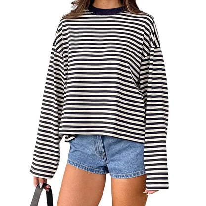 Angela | Women's Striped Oversized Long Sleeve Top