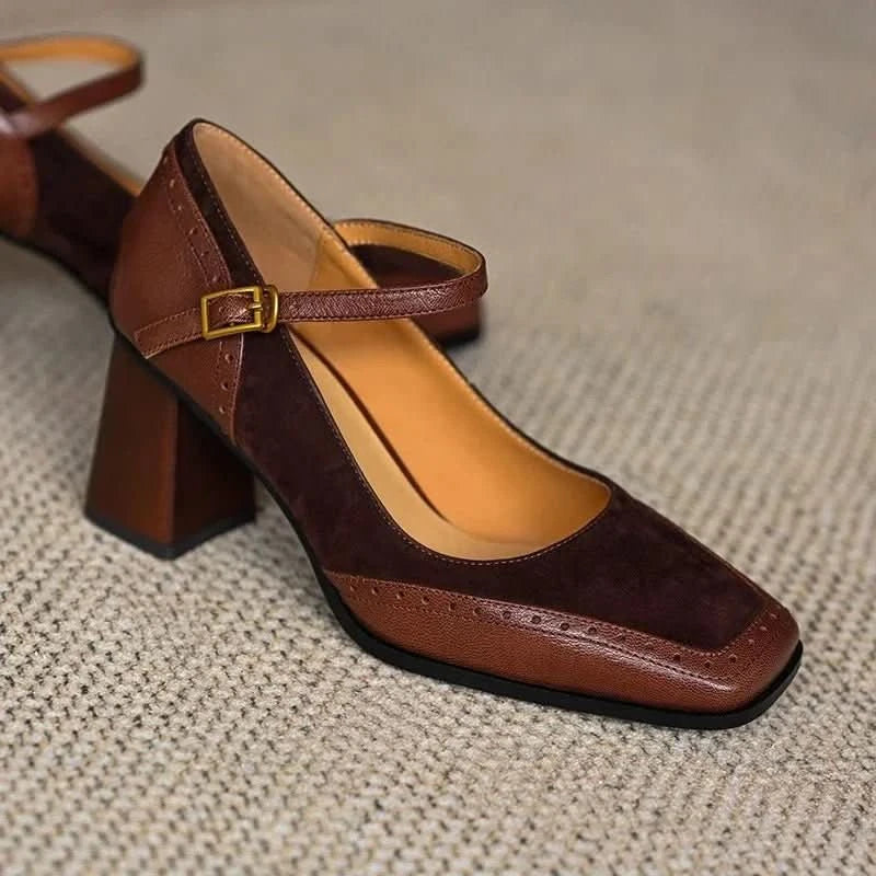 Sarah | Zapatos de salón para mujer con tacón ancho y correa en el tobillo