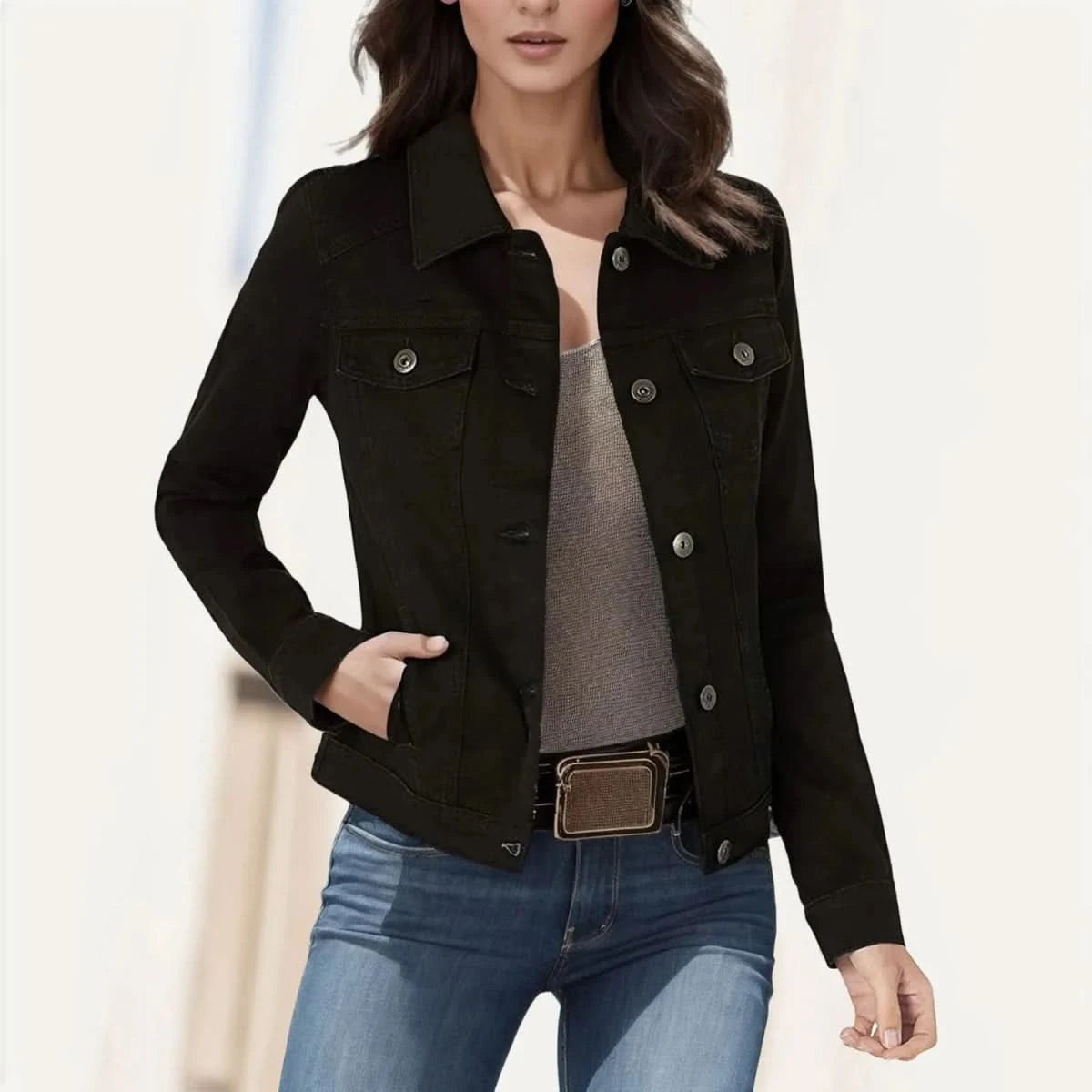 Mariah | Women's Long Sleeve Cropped Lapel Jacket