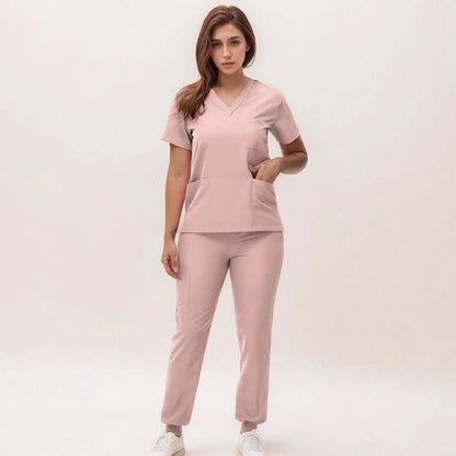 Brenda | Medizinisches Kasack-Set mit V-Ausschnitt und Jogginghose für Damen