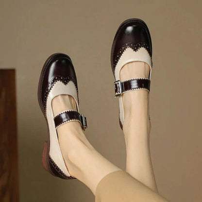Tove | Women's Vintage Brogue Strap Flat Shoes